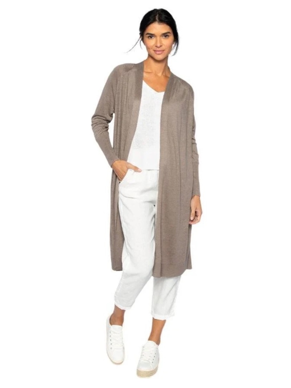 Kinross Cashmere Open Front Drape Cardigan Size Small